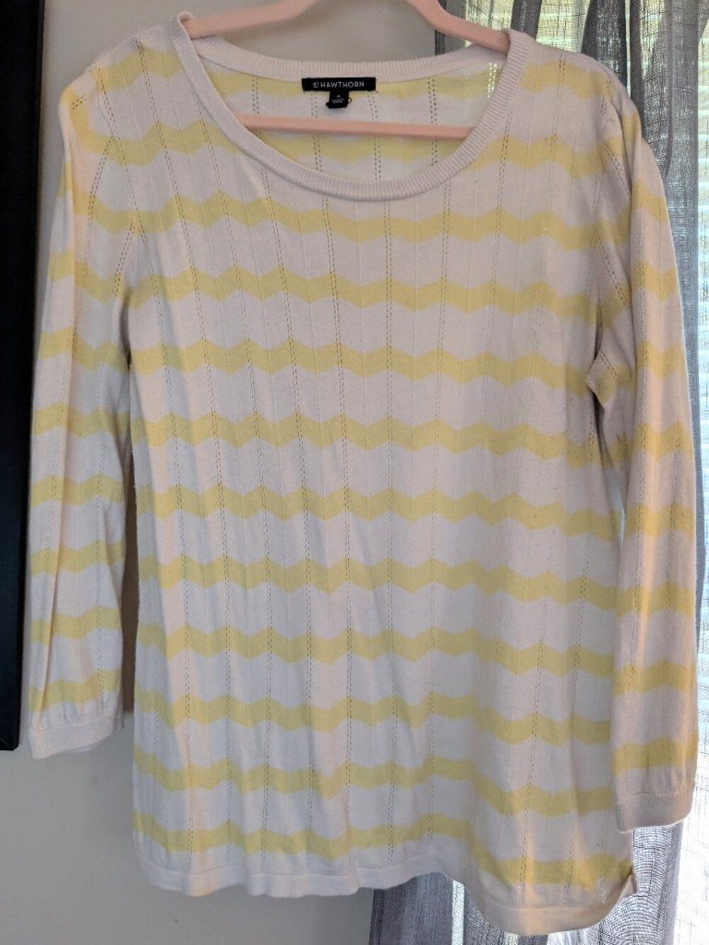 41 Hawthorn Yellow & White Chevron Knit Thin Sweater Size XL Stitch Fix